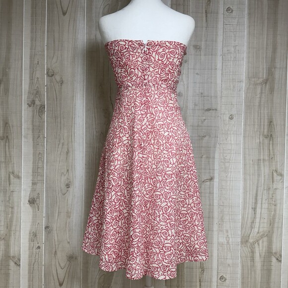 Y2K J. Crew Strapless Empire Waist Pink White Dress Cocktail Resort 6P - Picture 2 of 10